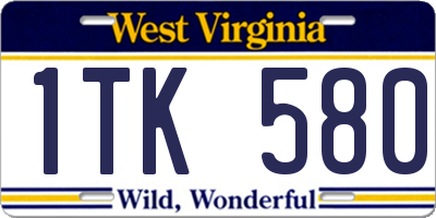 WV license plate 1TK580