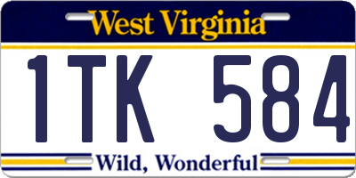 WV license plate 1TK584