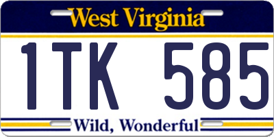 WV license plate 1TK585