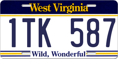 WV license plate 1TK587