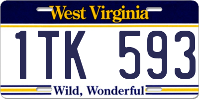 WV license plate 1TK593