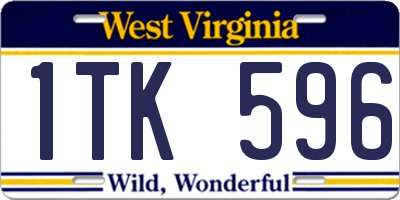 WV license plate 1TK596