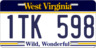 WV license plate 1TK598