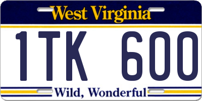 WV license plate 1TK600