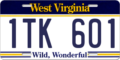 WV license plate 1TK601