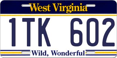 WV license plate 1TK602