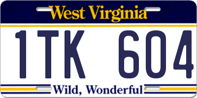 WV license plate 1TK604
