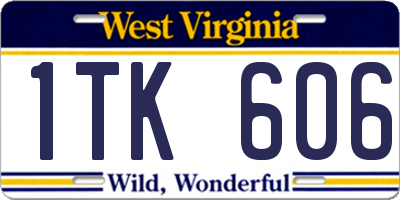 WV license plate 1TK606