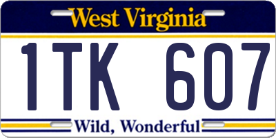 WV license plate 1TK607