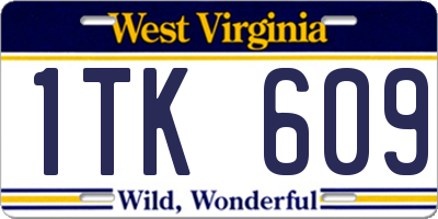 WV license plate 1TK609