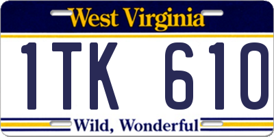 WV license plate 1TK610