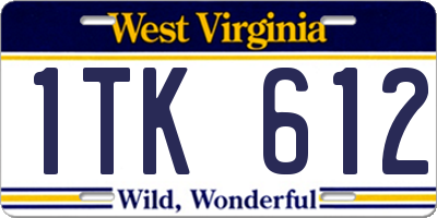 WV license plate 1TK612