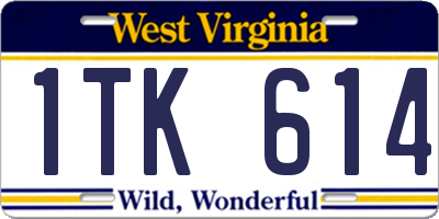 WV license plate 1TK614