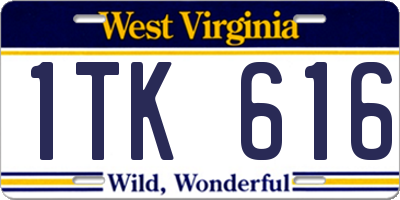 WV license plate 1TK616