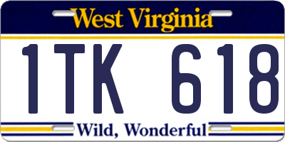 WV license plate 1TK618