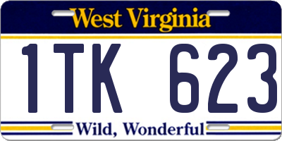 WV license plate 1TK623
