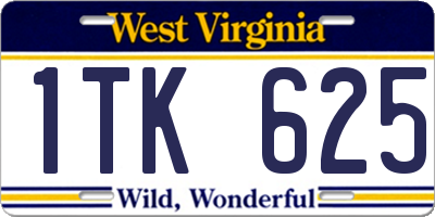 WV license plate 1TK625