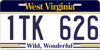 WV license plate 1TK626