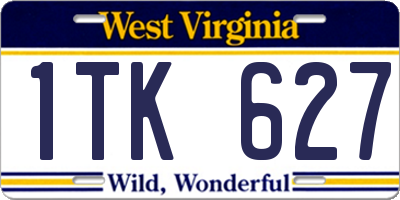 WV license plate 1TK627