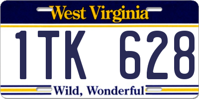WV license plate 1TK628