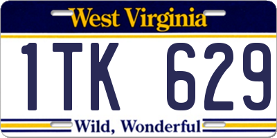 WV license plate 1TK629