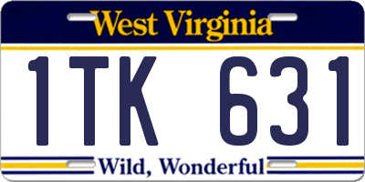 WV license plate 1TK631