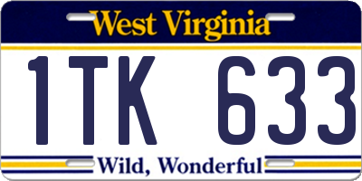WV license plate 1TK633