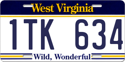 WV license plate 1TK634