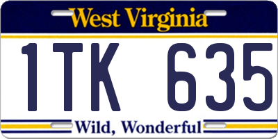 WV license plate 1TK635