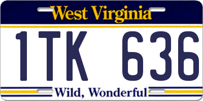WV license plate 1TK636