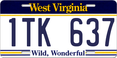 WV license plate 1TK637