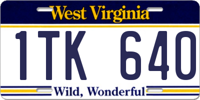 WV license plate 1TK640