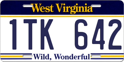 WV license plate 1TK642