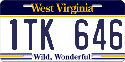 WV license plate 1TK646