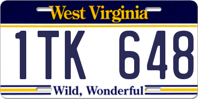 WV license plate 1TK648