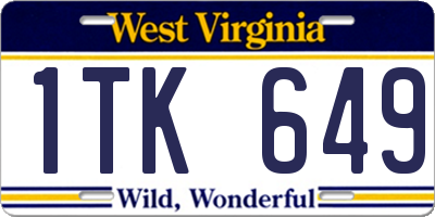 WV license plate 1TK649
