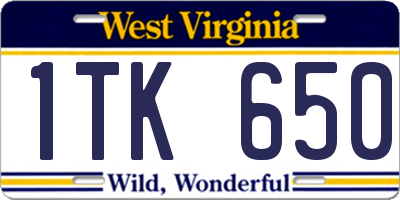 WV license plate 1TK650