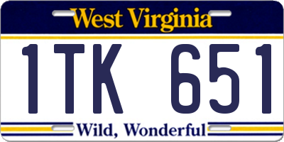 WV license plate 1TK651
