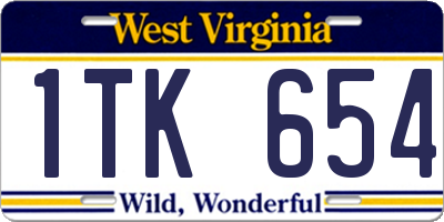 WV license plate 1TK654