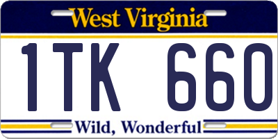 WV license plate 1TK660