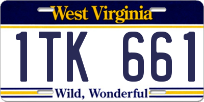 WV license plate 1TK661