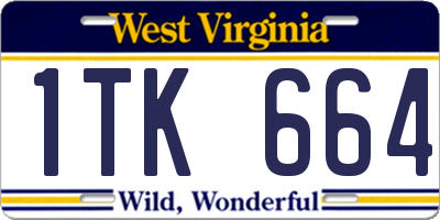WV license plate 1TK664