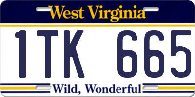 WV license plate 1TK665