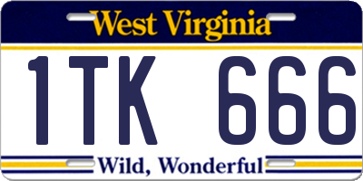WV license plate 1TK666