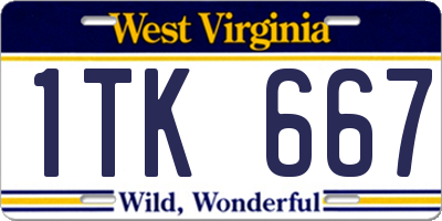 WV license plate 1TK667