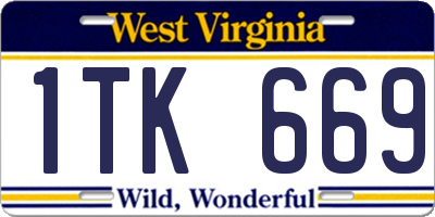 WV license plate 1TK669