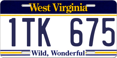 WV license plate 1TK675