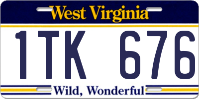 WV license plate 1TK676