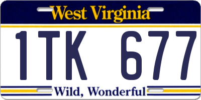 WV license plate 1TK677