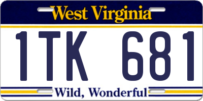 WV license plate 1TK681